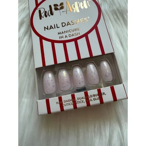 Red Aspen Nail Dashes- Parker's Popcorn (Pink Sparkly Coffin Nails) - Picture 5 of 6
